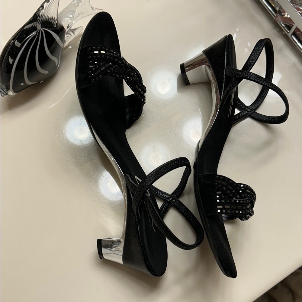 Onex Black Rhinestone Heels / Sandals